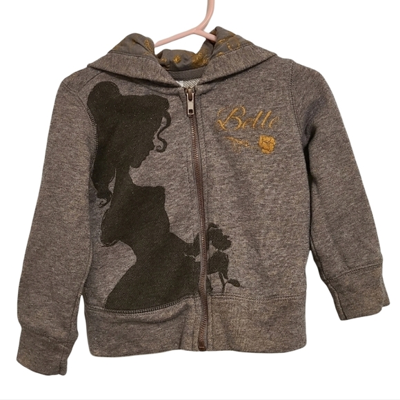 Genuine Disney Girls Gray Belle Zip Up Hoodie Sweater - Picture 1 of 5